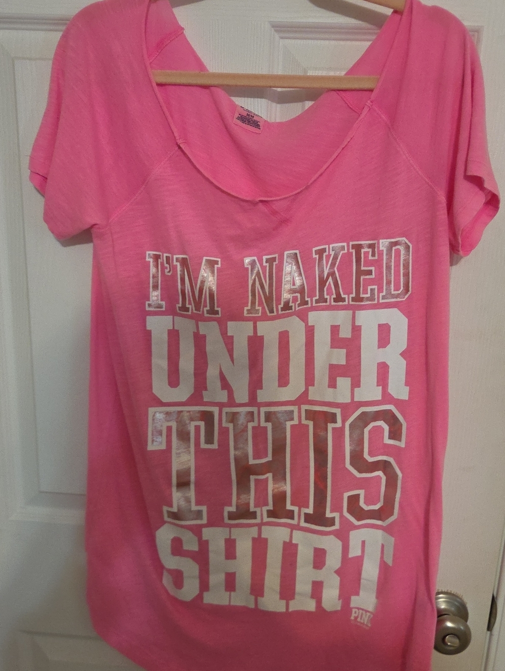 PINK Victoria's Secret Hot Pink Graphic Sleep Tee Vintage Y2K MEDIUM
